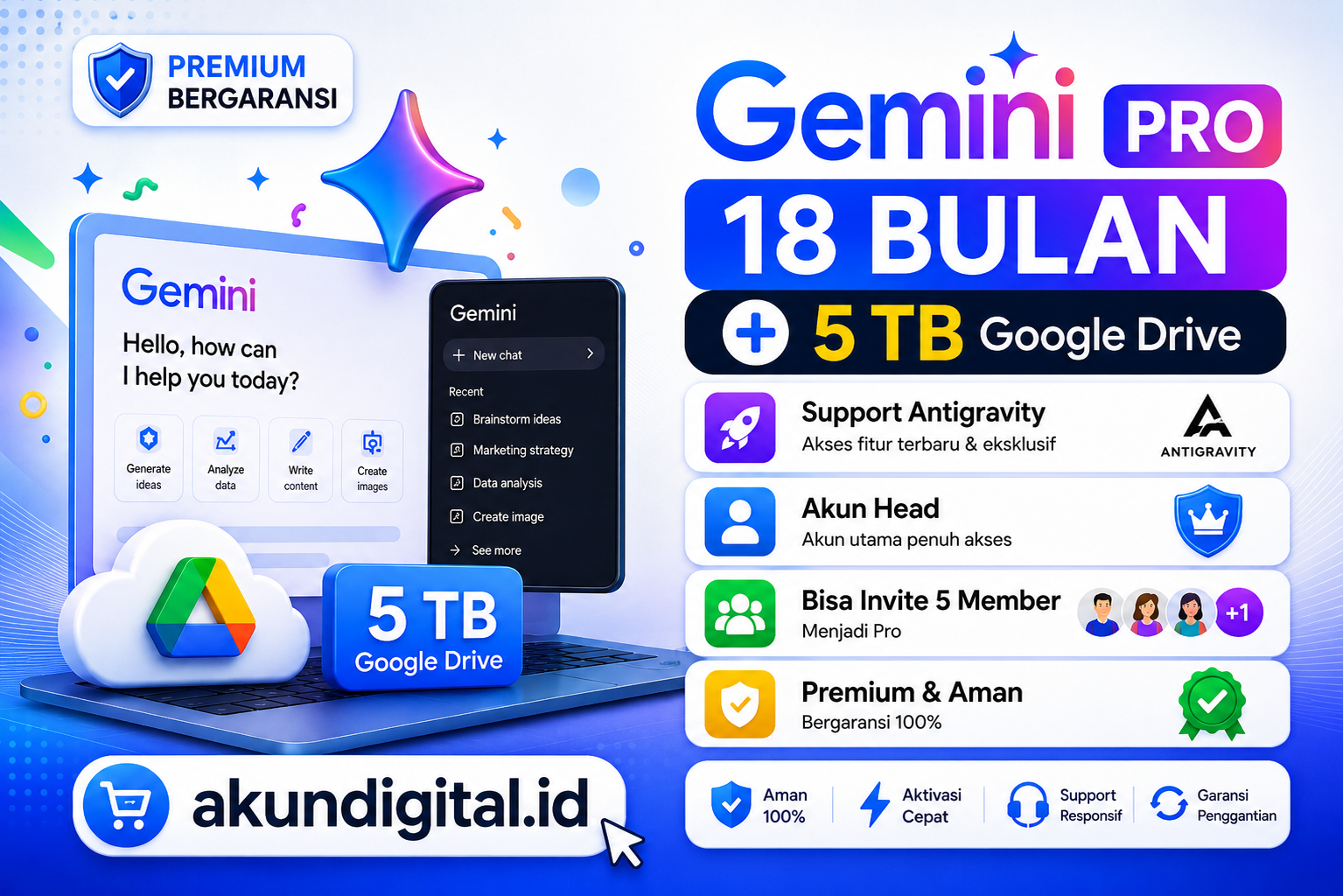 Gemini Pro 18 Bulan Head ( 1 klik link langsung pro tanpa ribet ) - AI