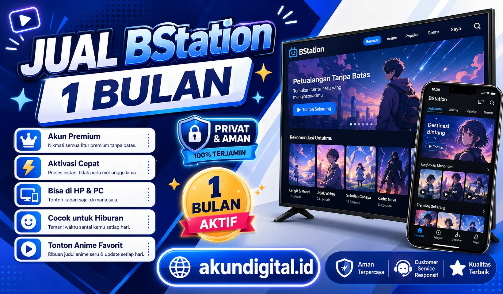 BSTATION Premium 1 Bulan Garansi - Akun