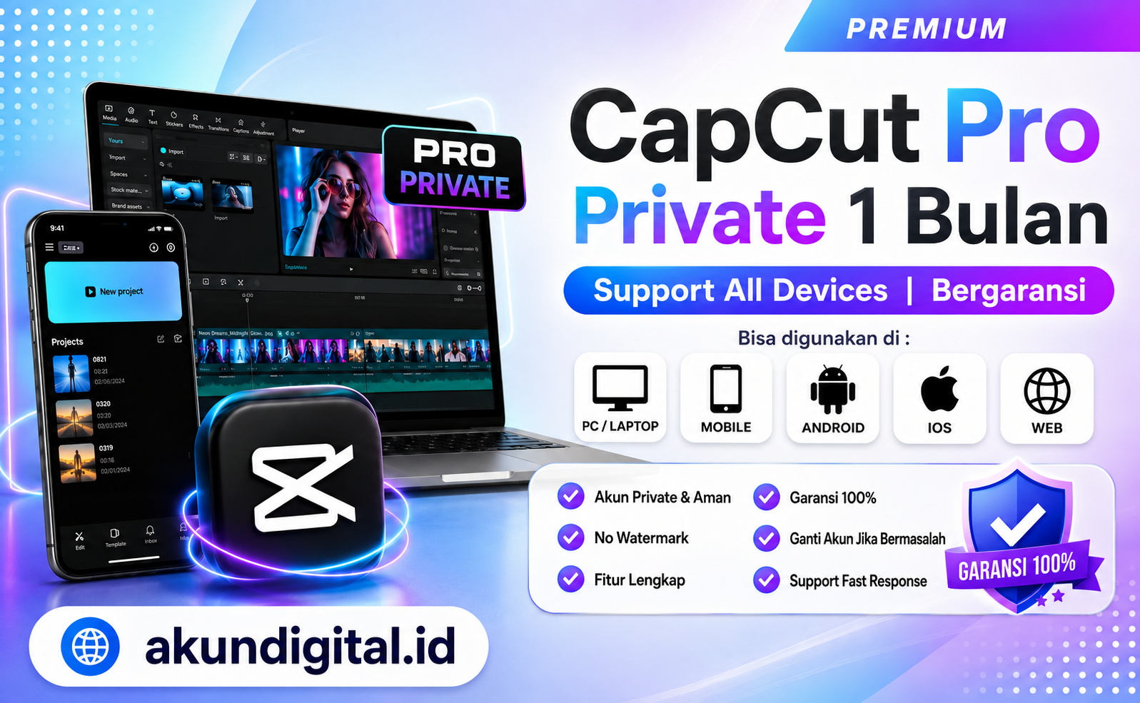 CapCut Pro Private 1 Bulan - Akun