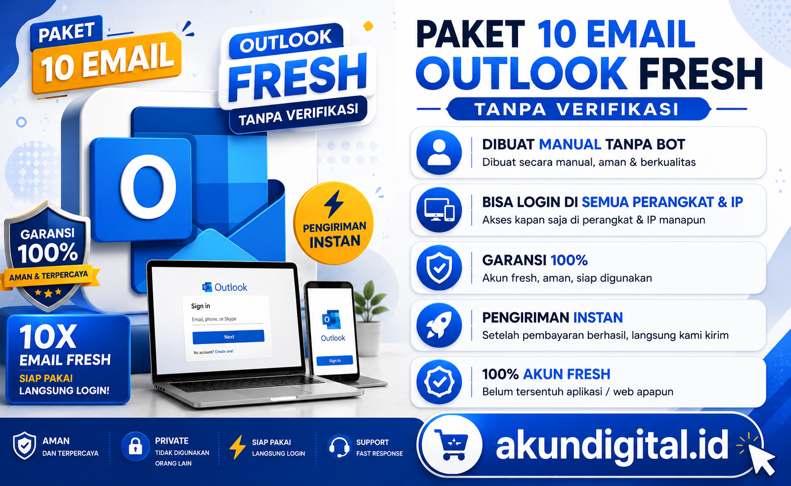 Paket 10 Outlook Fresh - Akun