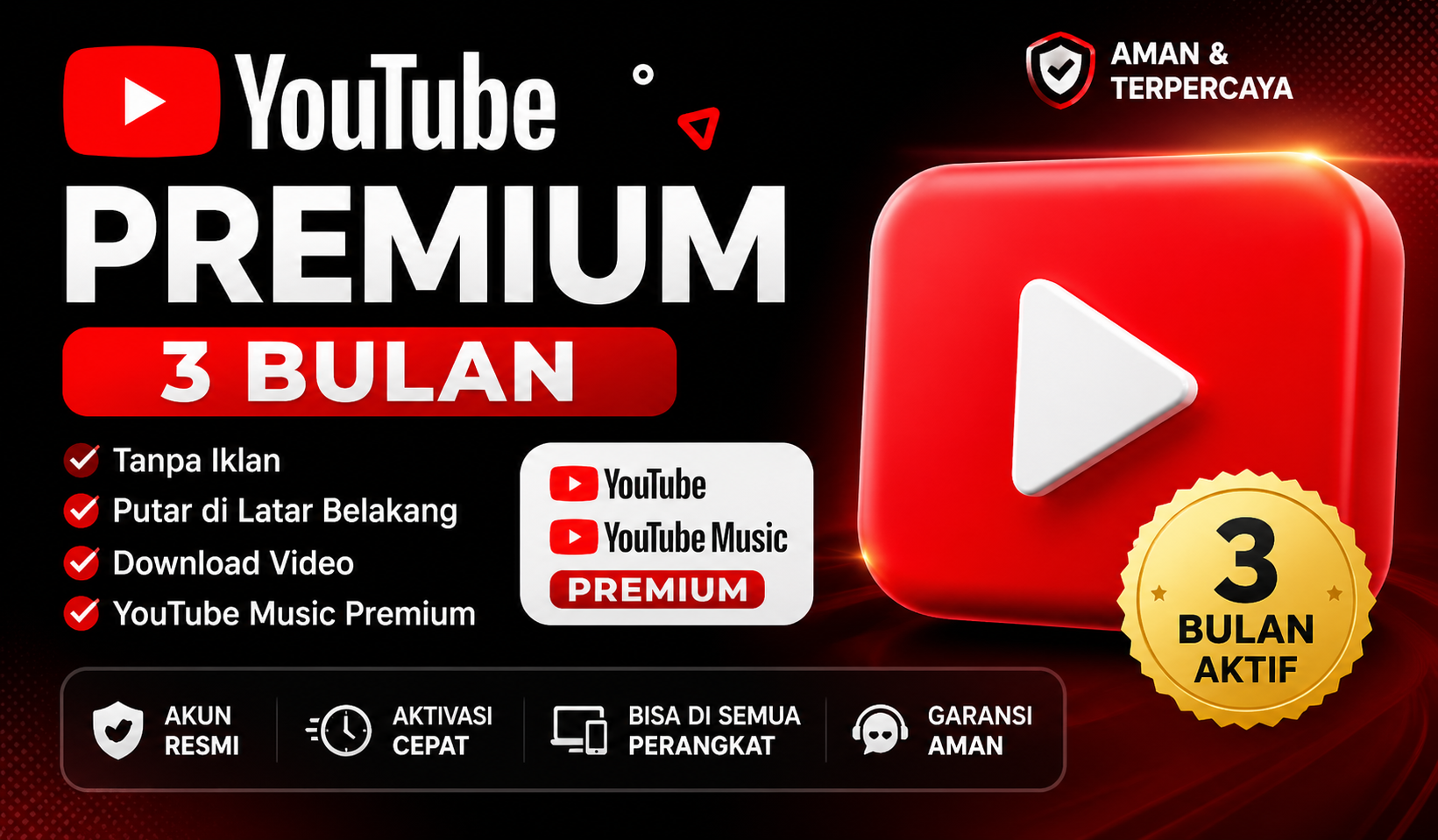Youtube Premium 3 Bulan - Akun